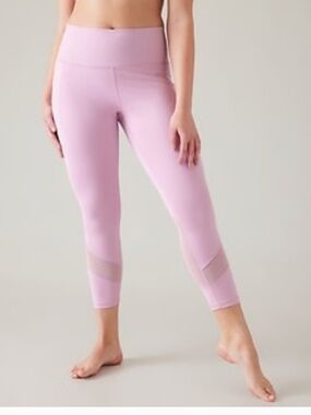 ATHLETA Salutation Stash High Rise Mesh 7/8 Legging Rose Pink Size XL